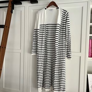 Cabi size small black and white stripe duster cardigan